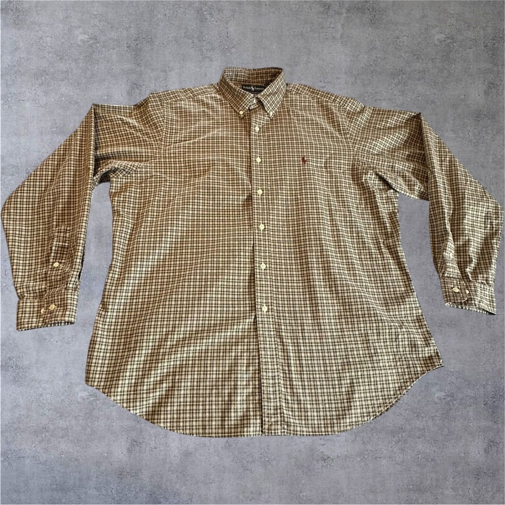 Polo Ralph Lauren Classic Fit Button Down Shirt Mens XL Green Plaid Long Sleeve